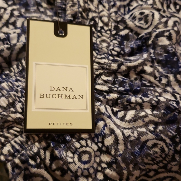 Dana Buchman petite print smocked burnout top - Picture 2 of 4